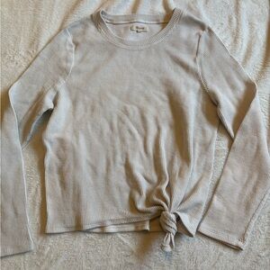 Madewell Waffle Knit Front Tie Long Sleeve ~ XL